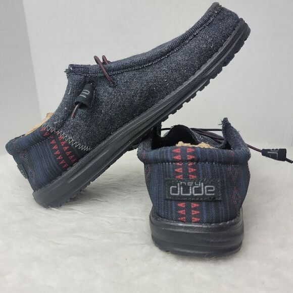 Hey Dude Men's Wally Funk Wool Black Aztec  Men’s Shoes Size 9 US 42 EUR - Picture 6 of 10